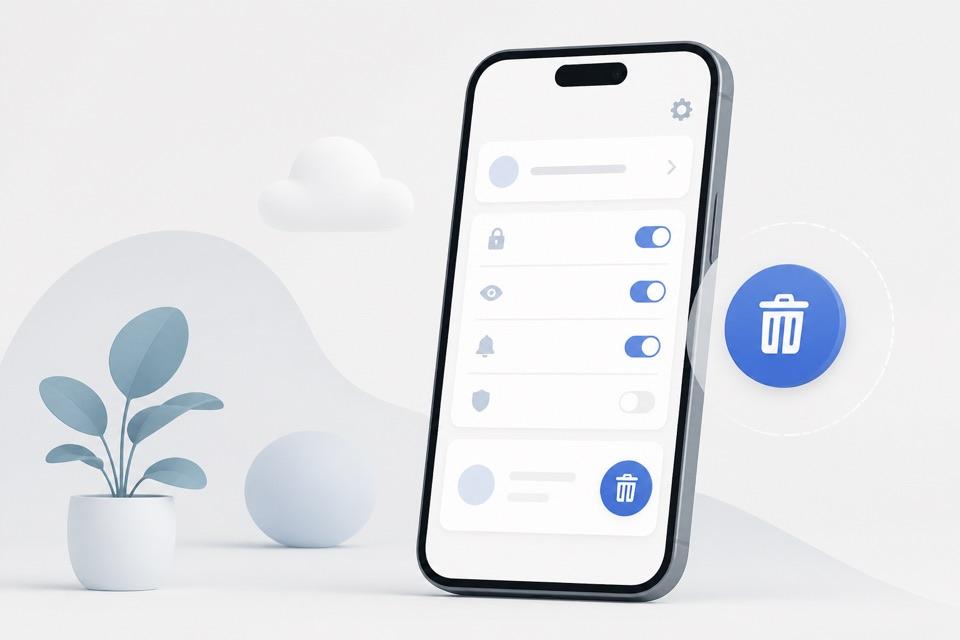 Phone settings for deleting an AiiA account